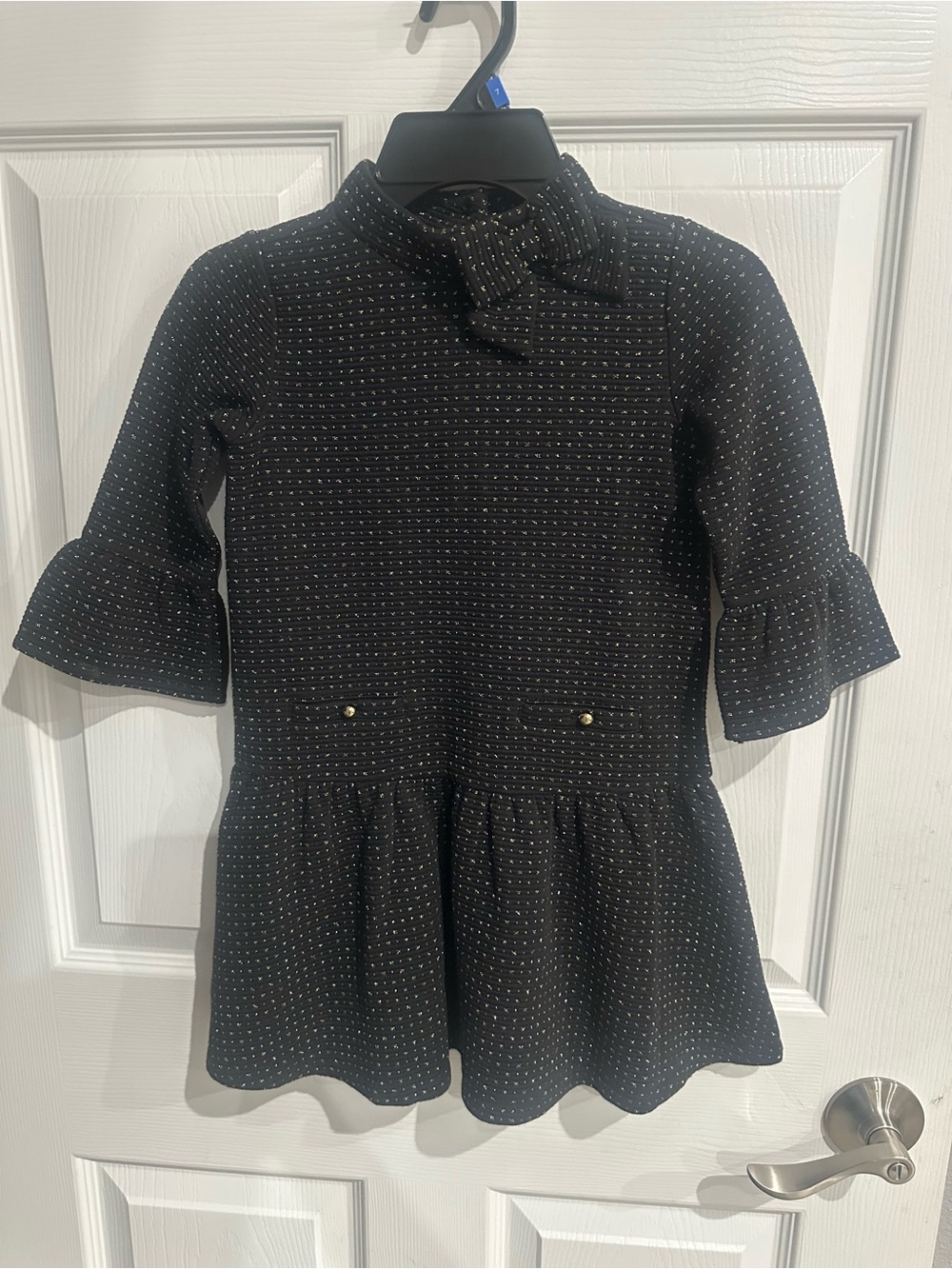 Janie and Jack Black Sparkle Knit Peplum Dress